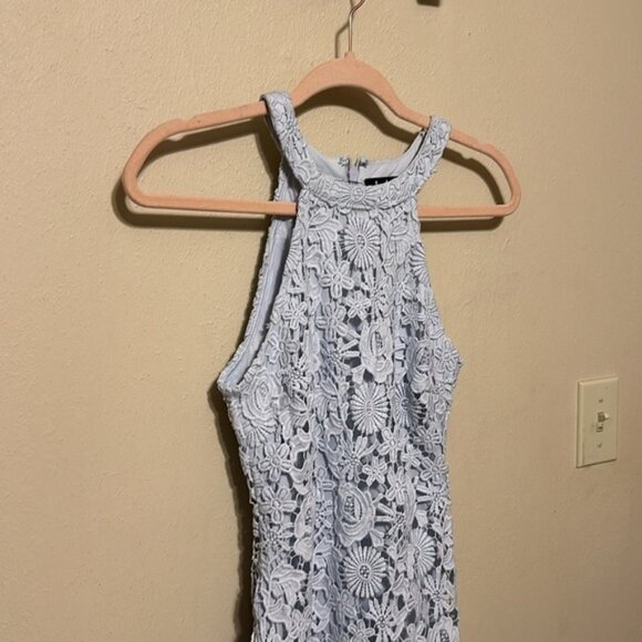Lulus Love Poem Light‎ Blue Lace Mini Dress size XS - Picture 5 of 9